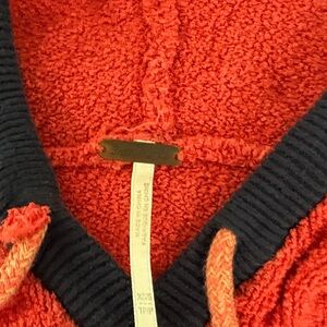 Free People Red and Navy Textured Hoodie